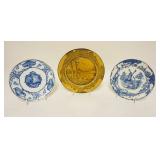 1224	3 ENGLISH PLATES, ROYAL DOULTON & 2 W/DELFT DESIGN, LARGEST IS 10 1/4 IN