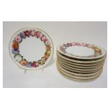 1225	SET OF 10 FLORAL PLATES, ONE HAS A RIM CHIP, MARKED W/CROWN & W