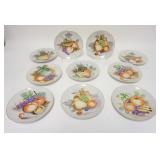 1227	SET OF 10 HAND PAINTED FRUIT PLATES, 7 1/2 IN