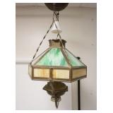 1236	VICTORIAN SLAG GLASS HANGING LAMP, APPROXIMATELY 36 IN HIGH