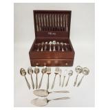 1244	99 PIECE ROGERS SILVERPLATED FLATWARE SET, COMES IN A LUNT STERLING MAHOGANY BOX