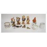 1246	LOT INCLUDING 4 HUMMELS & MINI ORNAMENTS, ETC, PARROT IS 4 7/8 IN HIGH