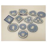 1253	12 PIECE WEDGWOOD JASPERWARE, INCLUDES JFK, CARD SUIT TRAYS, ETC, MOST 4-5 IN
