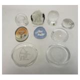 1275	8 PAPERWEIGHTS &  GEODE, INCLUDES MATS JONASSON, HOYA, SULFIDE, COMMERATIVE FROM TIFFANY & CO, 