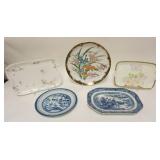 1284	5 PIECE CHINA LOT, INCLUDES 12 1/2 IN CHARGER, HAVILAND LIMOGES RECTANGULAR TRAY, HAND PAINTED 