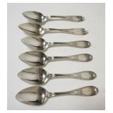 1289	6 ELIAS PARKER ENGLISH STERLING SILVER TEASPOONS, MONOGRAMMED, 6 IN LONG, 4.04 TOZ