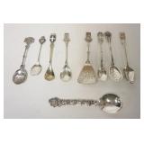 1291	9 SILVERPLATED SOUVENIR SPOONS, LONGEST IS 5 IN