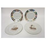 1295	4 PLATES, 2 POLITICAL & 2 MUSICAL, BENJAMIN HARRISON & LEVI MORTON IRONSTONE & 2 SARREGUEMINES 