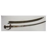 1296	SWORD W/SCABBARD, IRON HANDLE, HAS TRIANGULAR SYMBOL & 2 INITIALS STAMPED ON THE BLADE, 34 1/2 