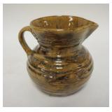 1305	FULPER POTTERY PITCHER W/MOTTLED BROWN & BLUE GLAZE, 5 1/2 IN HIGH