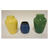 1306	3 ART POTTERY VASES, 2 ARE SIGNED FULPER, TALLEST IS 6 1/4 IN