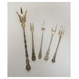 1316	5 STERLING SILVER SMALL FORKS, LONGEST IS 9 1/4 IN, 2.965 TOZ