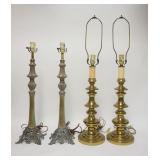 1332	2 PAIRS OF LAMPS, BRASS PAIR ARE 31 1/2 IN TO TOP OF HARPS