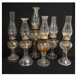 1334	GROUP OF 6 ANTIQUE KERORSENE LAMPS, TALLEST IS 21 IN