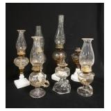 1335	GROUP OF 7 ANTIQUE KERORSENE LAMPS, ONE HAS A PATENT DATE OF SEPT 20, 1970, 4 HAVE MILK GLASS B