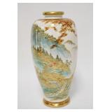 1003	RED MARK SATSUMA SCENIC VASE, 12 1/2 IN HIGH
