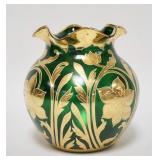 1005	ART GLASS VASE W/GOLD ENAMEL, POLISHED PONTIL, 7 1/4 IN HIGH