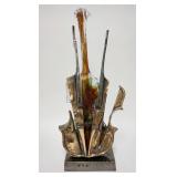 1008	YVES LOHE GLASS & METAL VIOLIN SCULPTURE, 24 1/2 IN HIGH