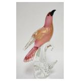 1009	MURANO ART GLASS BIRD, INTERNALLY DECORATED IN CRANBERRY & GOLD, 12 IN HIGH