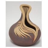1014	LINDA KIAILL ART POTTERY VASE, GLAZED INTERIOR, 7 1/2 HIGH