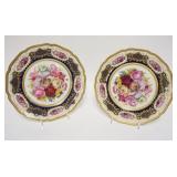 1016	PAIR OF HUTSCHENREUTHER SERVICE PLATES, FLORAL W/COBALT BLUE & GOLD TRIM FOR ERNST WAHLISS, VIE
