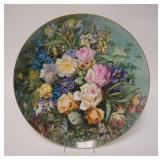 1021	NORITAKE NIPPON HAND PAINTED WALL PLATE, PROFUSE BOUQUET OF FLOWERS, 14 3/8 IN