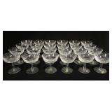 1027	SET OF 24 WATERFORD LISMORE CHAMPAGNES, NEVER USED IN ORIGINAL BOX, MADE IN IRELAND, 4 1/8 IN H