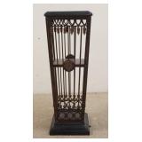 1031	IRON PEDESTAL W/BLACK STONE TOP, HAS INTERIOR SHELF & DOOR, 14 1/4 IN SQUARE X 37 3/4 IN HIGH