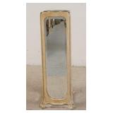 1032	BEVELED MIRROR & WOOD PEDESTAL, BRASS TOP SURFACE, 11 1/4 IN SQUARE X 37 IN HIGH
