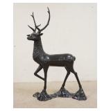 1034	BRONZE FLOOR STANDING STAG, PAINTED BLACK, 49 IN HIGH X APPROXIMATELY 32 IN LONG