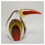 1035	LARGE HAND MADE GLASS TOUCAN SIGNED ROWANO DONA FOR CAM MURANO, WIEGHS APPROXIMATELY 30 LBS, 13