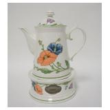 1043	VILLEROY & BOCH *AMAPLOA* TEAPOT & WARMING STAND, 11 IN TOTAL HEIGHT