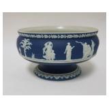 1056	WEDGWOOD ONLY DARK BLUE JASPERWARE PEDESTAL BOWL, 8 1/4 IN TOP DIAMETER X 5 IN HIGH
