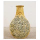 1059	LARGE POTTERY FLOOR VASE, BLUE AZTEC TYPE DECORATION, 27 1/2 IN HIGH