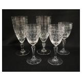 1062	5 GORHAM CUT CRYSTAL GOBLETS, 2-8 3/8 IN & 3-7 IN
