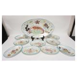 1069	10 PIECE ITALIAN HAND PAINTED SEAFOOD SET, GIOVANNI VIETRI, PLATTER IS 23 1/2 IN