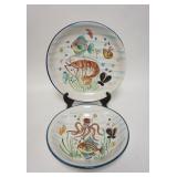 1070	2 ITALIAN HAND PAINTED SERVING BOWLS, GIOVANNI VIETRI, LARGEST IS 16 IN