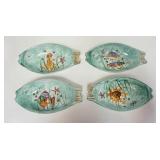 1071	4 CASSETTA VIETRI FISH FORM BOWLS, HAND PAINTED, 10 1/2 IN LONG