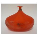 1083	MURANO CENEDE VETRI RED BLOWN  VASE, 6 3/4 IN HIGH X 8 3/4 IN WIDE