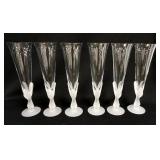1091	SET OF 6 CHAMPAGNE FLUTES W/FROSTED BIRD STEMS, 9 3/8 IN HIGH