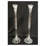1093	PAIR OF SIGNED TALL CRYSTAL CANDLESTICKS, 19 3/4 IN HIGH