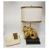 1100	EDOARDO TASCA HORSE HEAD LAMP, ONE EAR REPAIRED, 34 1/2 IN HIGH & CERAMIC RAM