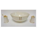 1101	LENOX JEWELED ESSENCE BOWL PLUS SALT SAKER & PEPPER GRINDER, 11 IN DIAMETER, 4 1/2 IN HIGH
