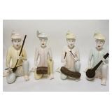 1104	CARVED & PAINTED ASIAN 4 PIECE WOODEN BAND, 17 IN HIGH