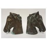 1106	PAIR OF METAL OVER PLASTER HORSE HEADS BOOKENDS, 8 IN HIGH