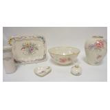 1117	6 PIECES OF DECORATED LENOX CHINA, INCLUDES CHATSWORTH LARGE BOWL & 9 IN VASE, SERENADE PERFUME