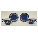 1121	2 WEDGWOOD JASPERWARE CUP & SAUCER SETS, MADE IN ENGLAND