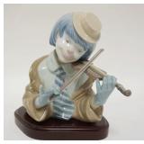 1145	LLADRO CLOWN BUST W/VIOLIN, COMES W/WOODEN BASE, 7 IN HIGH