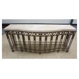 1158	IRON BASE STONE TOP CONSOLE TABLE, 73 IN WIDE X 19 IN DEEP X 32 1/2 IN HIGH