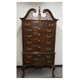 1161	HERITAGE HEIRLOOM HIGHBOY, HAS A FRETWORK ARCH, BALL & CLAW FEET & CARVED SKIRT, TOP & BOTTOM C